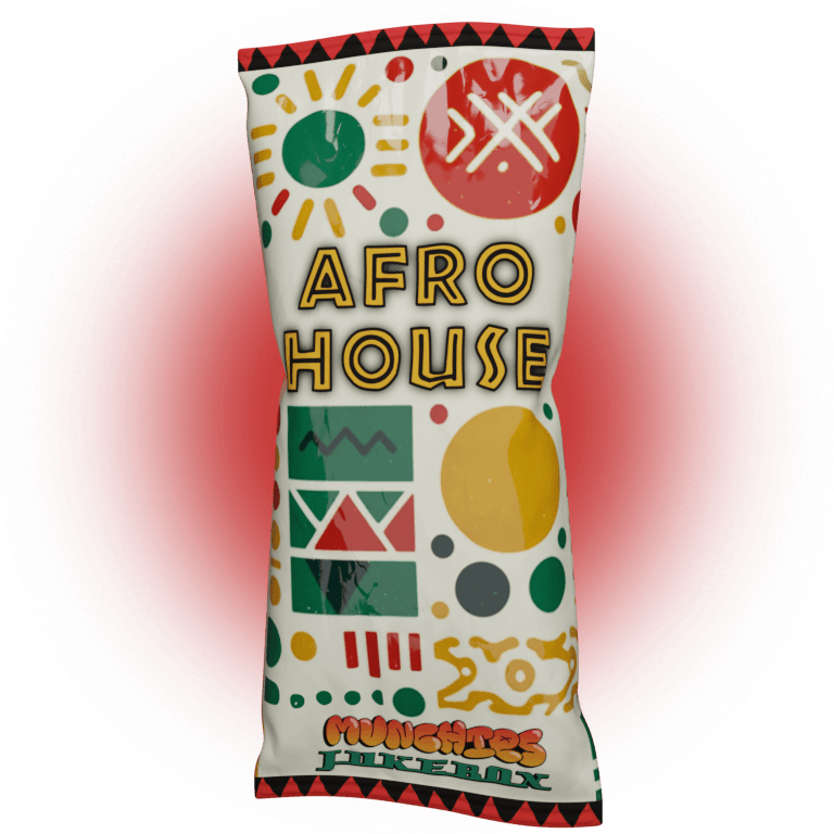 Afro House Sample Pack Vol. 2 featuring African sounds and percussions, designed to look like an ice cream package.